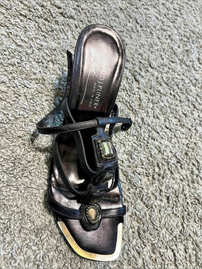 Donald J Pliner Black & Gold Strappy Sandals